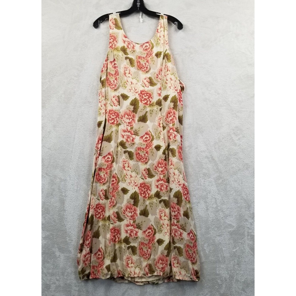 Vintage April Cornell‎ Dress Women S Pink Green Floral Maxi Lined Cottage Boho